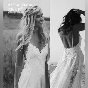 Ethereal Lace and Chiffon Wedding Dress - Perfect for a Boho Bride